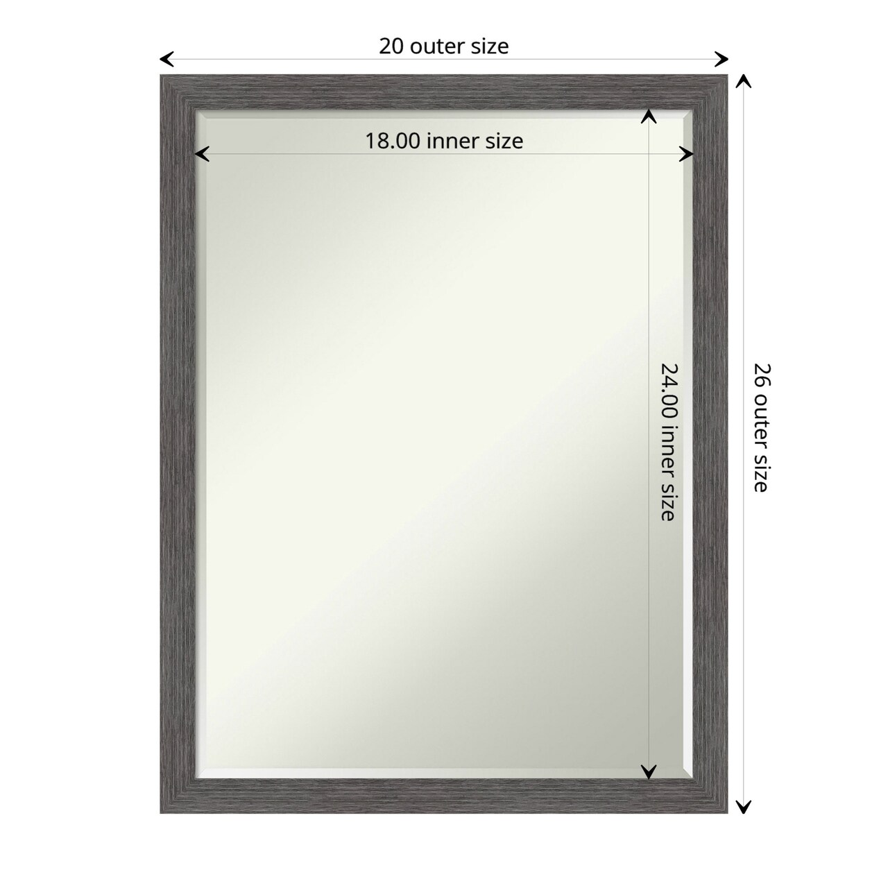 Petite Bevel Wall Mirror, Pinstripe Plank Grey Thin Frame